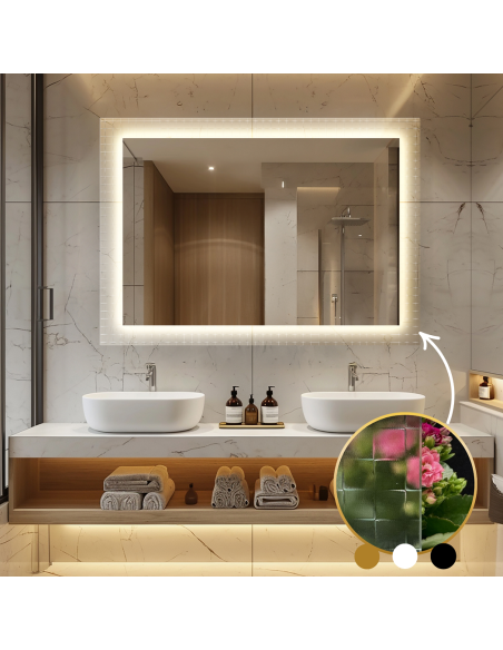 Rechteckiger Spiegel auf ornamentiertem Glas Master Flex mit Beleuchtung - LUXORA ETERION LED