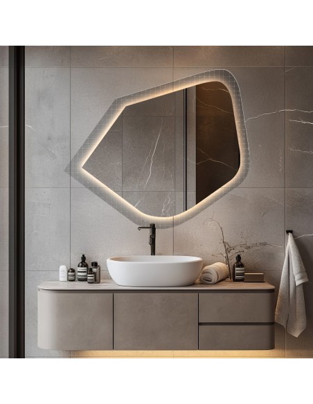 Spiegel auf ornamentiertem Glas Master Flex mit Beleuchtung - LUXORA PRISTAL LED