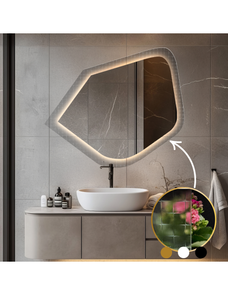 Spiegel auf ornamentiertem Glas Master Flex mit Beleuchtung - LUXORA PRISTAL LED