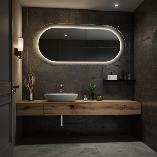 Ovaler Spiegel auf ornamentiertem Glas Master Point mit... 2