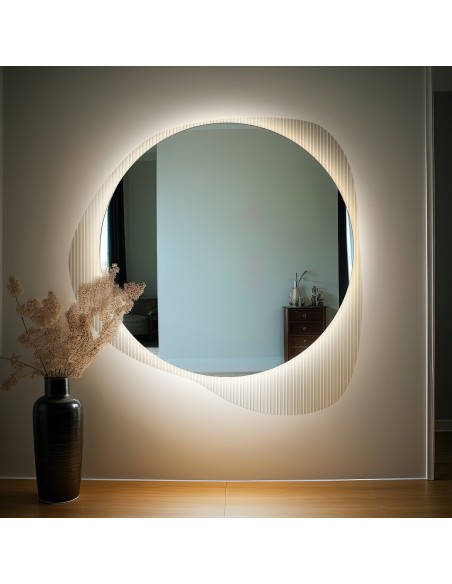 Spiegel auf ornamentiertem Glas Estriado mit Beleuchtung - LUXORA ELEGRA LED