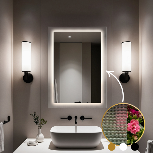 Rechteckiger Spiegel auf ornamentiertem Glas Master Point...