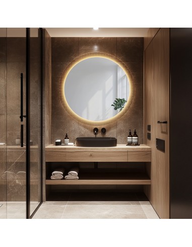 Runder Spiegel auf ornamentiertem Glas Master...