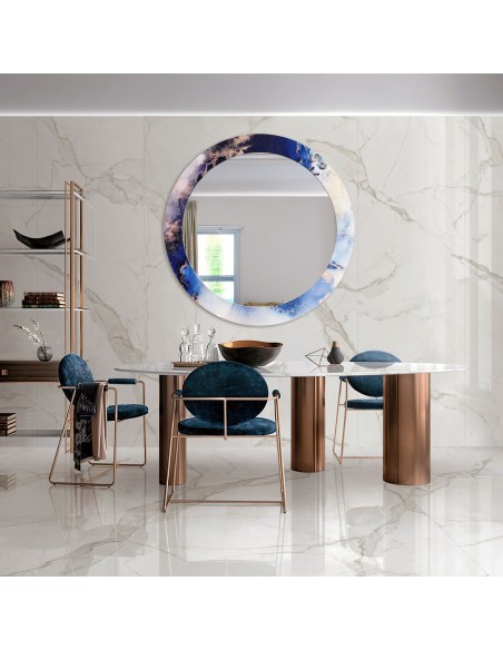 Runder Spiegel auf blauem Marmor – MARBLE IRIS