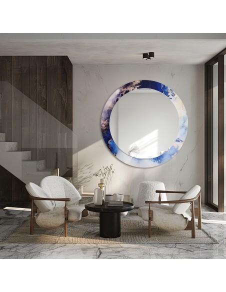 Runder Spiegel auf blauem Marmor – MARBLE IRIS