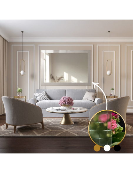 Dekorativer rechteckiger Spiegel aus ornamentiertem Glas Master Flex - LUXORA ETERION