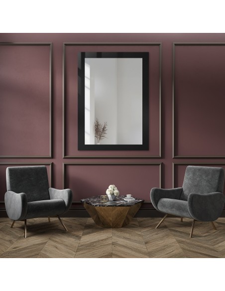 Dekorativer rechteckiger Spiegel aus ornamentiertem Glas Master Point - LUXORA SOLEIL