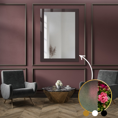 Dekorativer rechteckiger Spiegel aus ornamentiertem Glas...