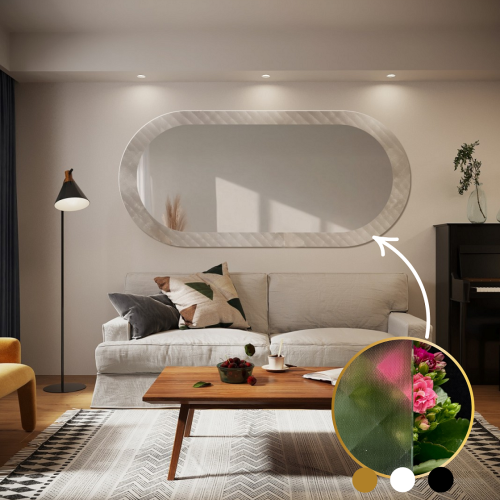 Dekorativer ovaler Spiegel aus ornamentiertem Glas Master...