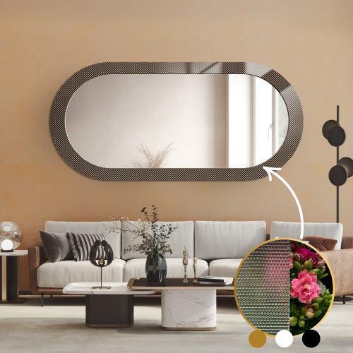 Dekorativer ovaler Spiegel aus ornamentiertem Glas Master...