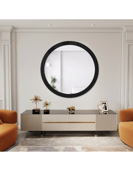 Dekorativer runder Spiegel aus ornamentiertem Glas Visiosun Classic - LUXORA GLIMMER