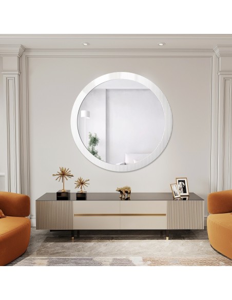 Dekorativer runder Spiegel aus ornamentiertem Glas Visiosun Classic - LUXORA GLIMMER
