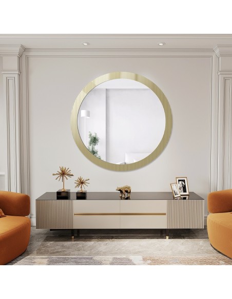 Dekorativer runder Spiegel aus ornamentiertem Glas Visiosun Classic - LUXORA GLIMMER