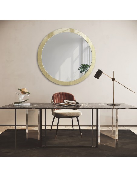 Dekorativer runder Spiegel aus ornamentiertem Glas Master Flex - LUXORA FROSTED