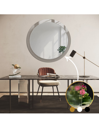 Dekorativer runder Spiegel aus ornamentiertem Glas Master Flex - LUXORA FROSTED
