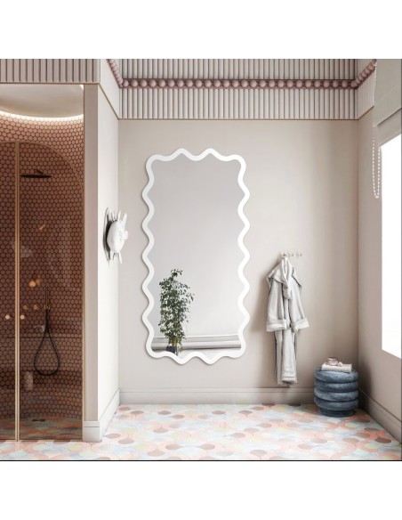 Rechteckiger Spiegel im wellenförmigen MDF-Rahmen – AQUARELLE MARELLA