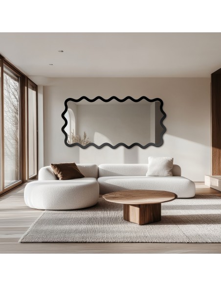 Rechteckiger Spiegel im wellenförmigen MDF-Rahmen – AQUARELLE MARELLA