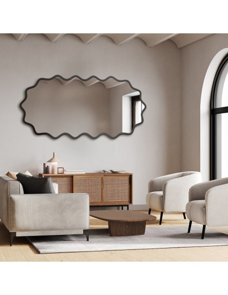 Ovaler Spiegel im wellenförmigen MDF-Rahmen – AQUARELLE ELORA