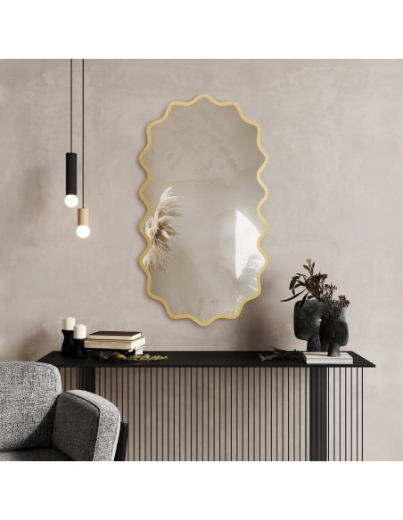 Ovaler Spiegel im wellenförmigen MDF-Rahmen – AQUARELLE ELORA