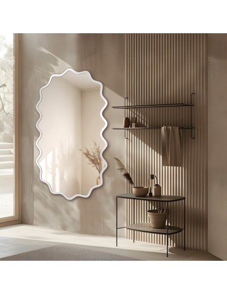 Ovaler Spiegel im wellenförmigen MDF-Rahmen – AQUARELLE ELORA