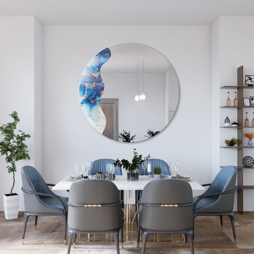 Unregelmäßiger Spiegel auf rundem blauem Marmor – MARBLE...