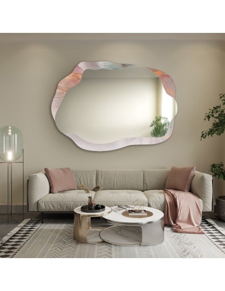 Unregelmäßiger Spiegel auf rosafarbenem Marmor – MARBLE ROSATO