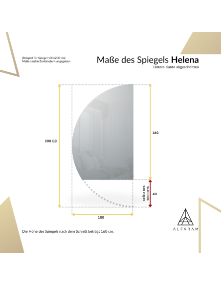 Halbrunder Badezimmerspiegel mit abgeschnittener Unterkante und Beleuchtung – HELENA LED