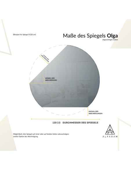 Runder Spiegel für das Dachgeschoss mit abgeschrägten Seiten – OLGA