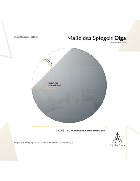 Runder Spiegel für das Dachgeschoss mit abgeschrägten Seiten – OLGA