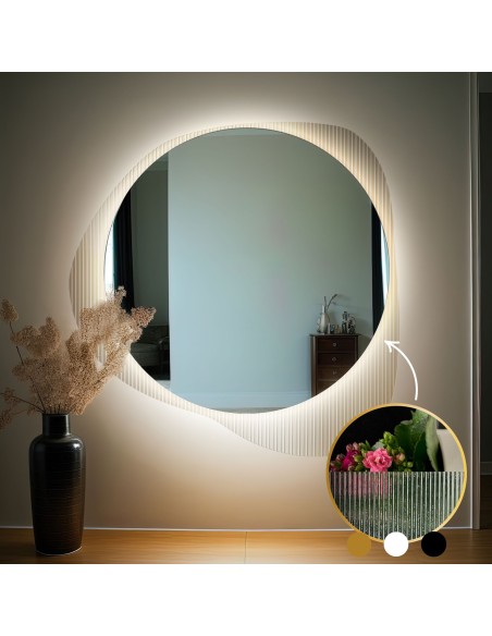 Spiegel auf ornamentiertem Glas Estriado mit Beleuchtung - LUXORA ELEGRA LED