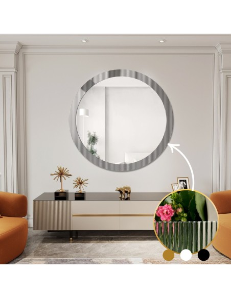 Dekorativer runder Spiegel aus ornamentiertem Glas Visiosun Classic - LUXORA GLIMMER