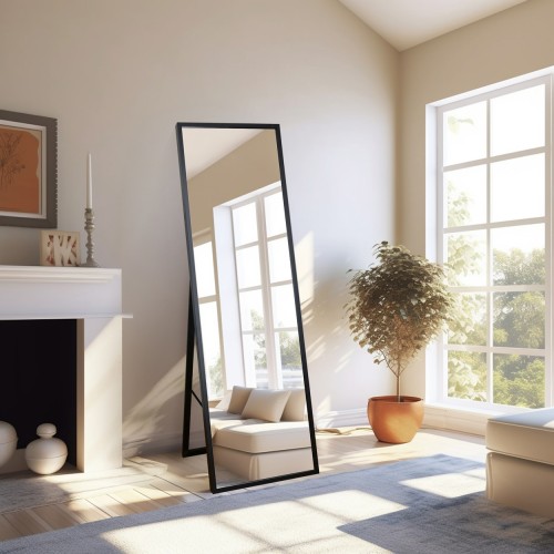 Standspiegel mit schmalem Holzrahmen für Garderobe - 1502...