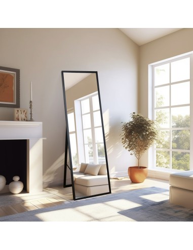 Standspiegel mit schmalem Holzrahmen für...