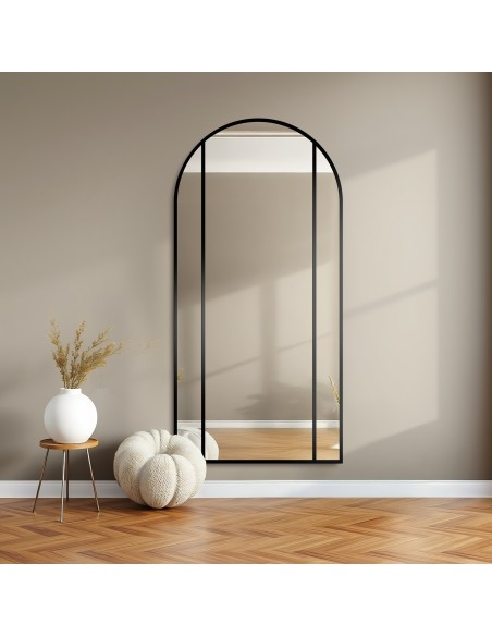 Halbovaler Spiegel mit Sprossen in Loft-Mdf-Rahmen - ARO - Rahmenfarbe nach Wahl