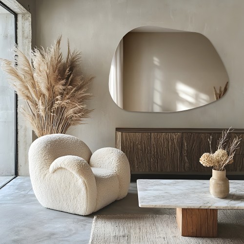 Dekorativer Spiegel mit organischer Form - BAZALT