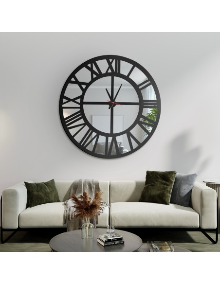 Spiegelwanduhr in Loftoptik - ORES - Rahmenfarbe nach Wahl