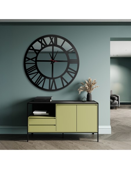 Spiegelwanduhr in Loftoptik - ORES - Rahmenfarbe nach Wahl