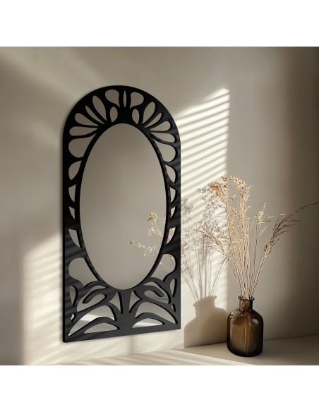 Halbovaler Spiegel mit durchbrochenem MDF-Dekor – VERONELLE ROSAVA 95x200