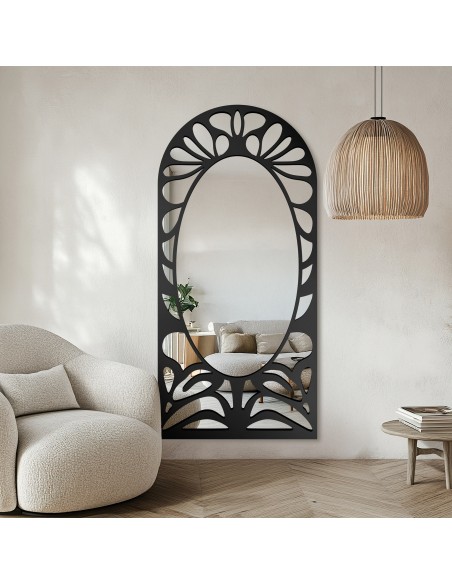 Halbovaler Spiegel mit durchbrochenem MDF-Dekor – VERONELLE ROSAVA 95x200