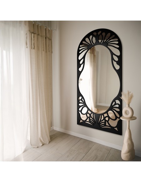 Halbovaler Spiegel mit durchbrochenem MDF-Dekor – VERONELLE FIORE 90X200