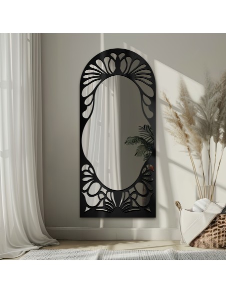 Halbovaler Spiegel mit durchbrochenem MDF-Dekor – VERONELLE FIORE 90X200