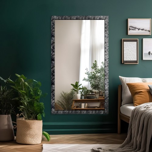 Spiegel in breitem silbernem Holzrahmen – 9502001