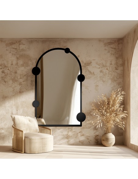 Bogenspiegel mit Ringen auf MDF-Rahmen - ARCULA - Rahmenfarbe nach Wahl