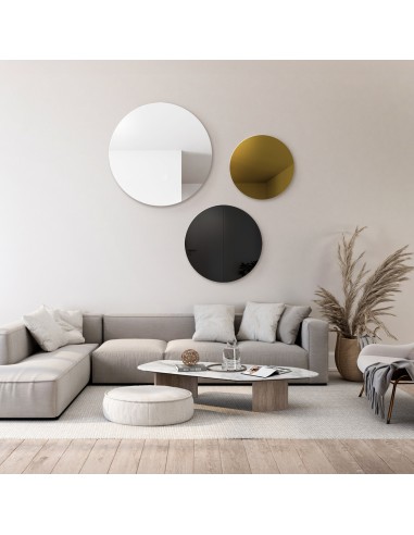 Set von drei runden Dekospiegeln, schwarze...