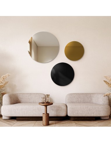 Set von drei runden Dekospiegeln, schwarze...