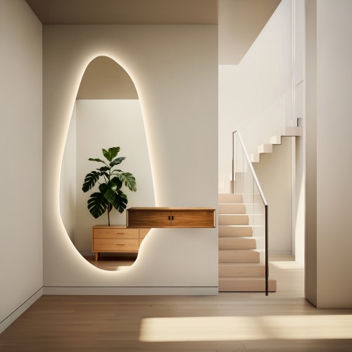 Spiegel in unregelmäßiger Form mit Ausschnitt für einen... 2