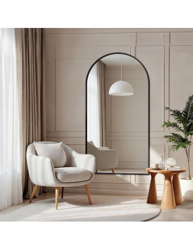 Halbovaler Spiegel in schwarzem Rahmen MDF SLIM...