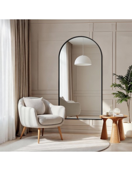 Halbovaler Spiegel in schwarzem Rahmen MDF SLIM - DOMI - Rahmenfarbe nach Wahl