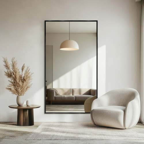 Moderner großer Wandspiegel mit Holzrahmen - 2101 -...