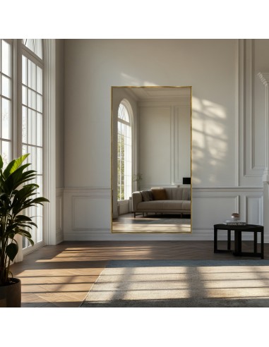 Moderner großer Wandspiegel mit Holzrahmen -...